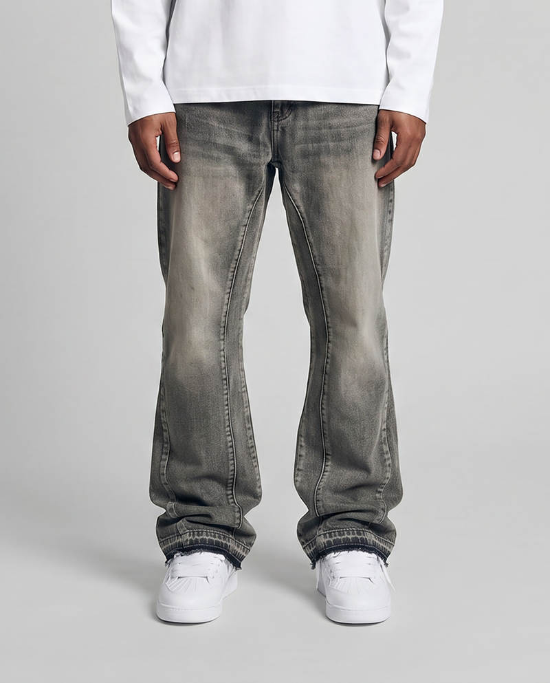 Grey Flared Denim
