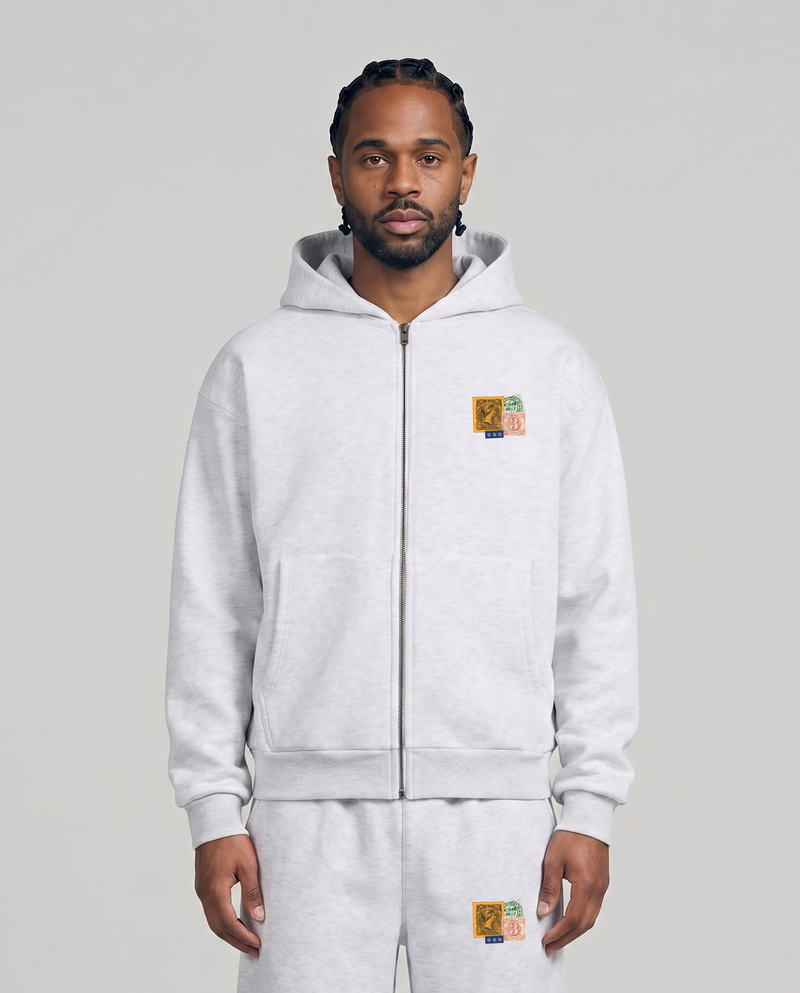 Postcard Zipper Heather Grey