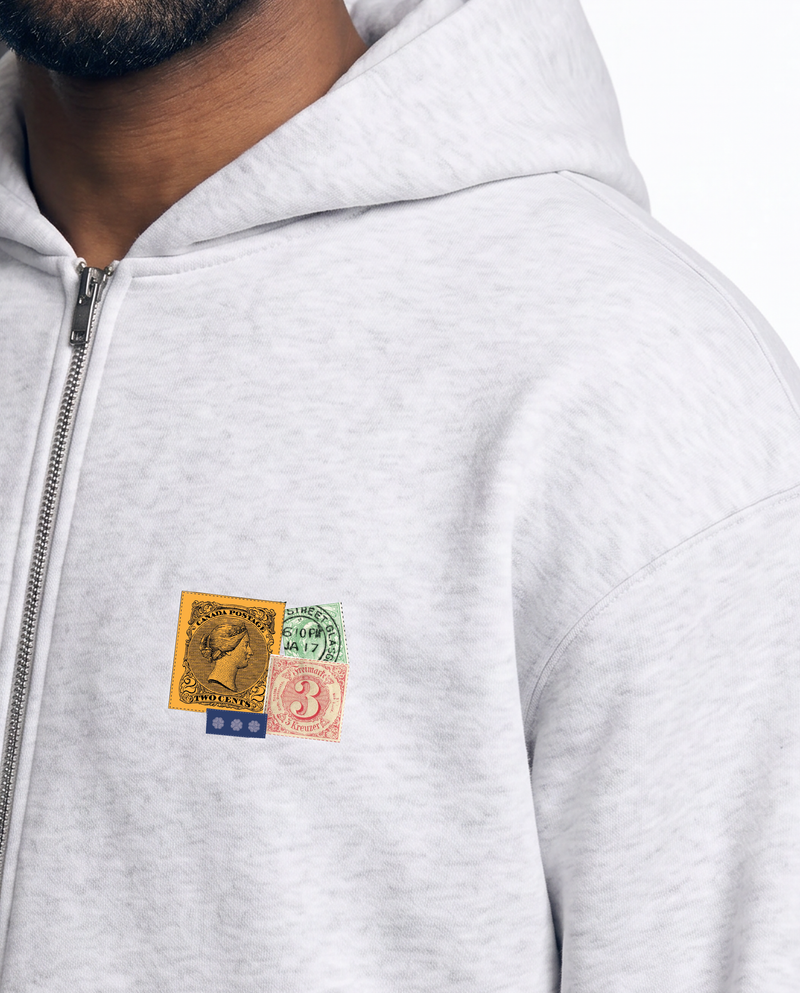 Postcard Zipper Heather Grey