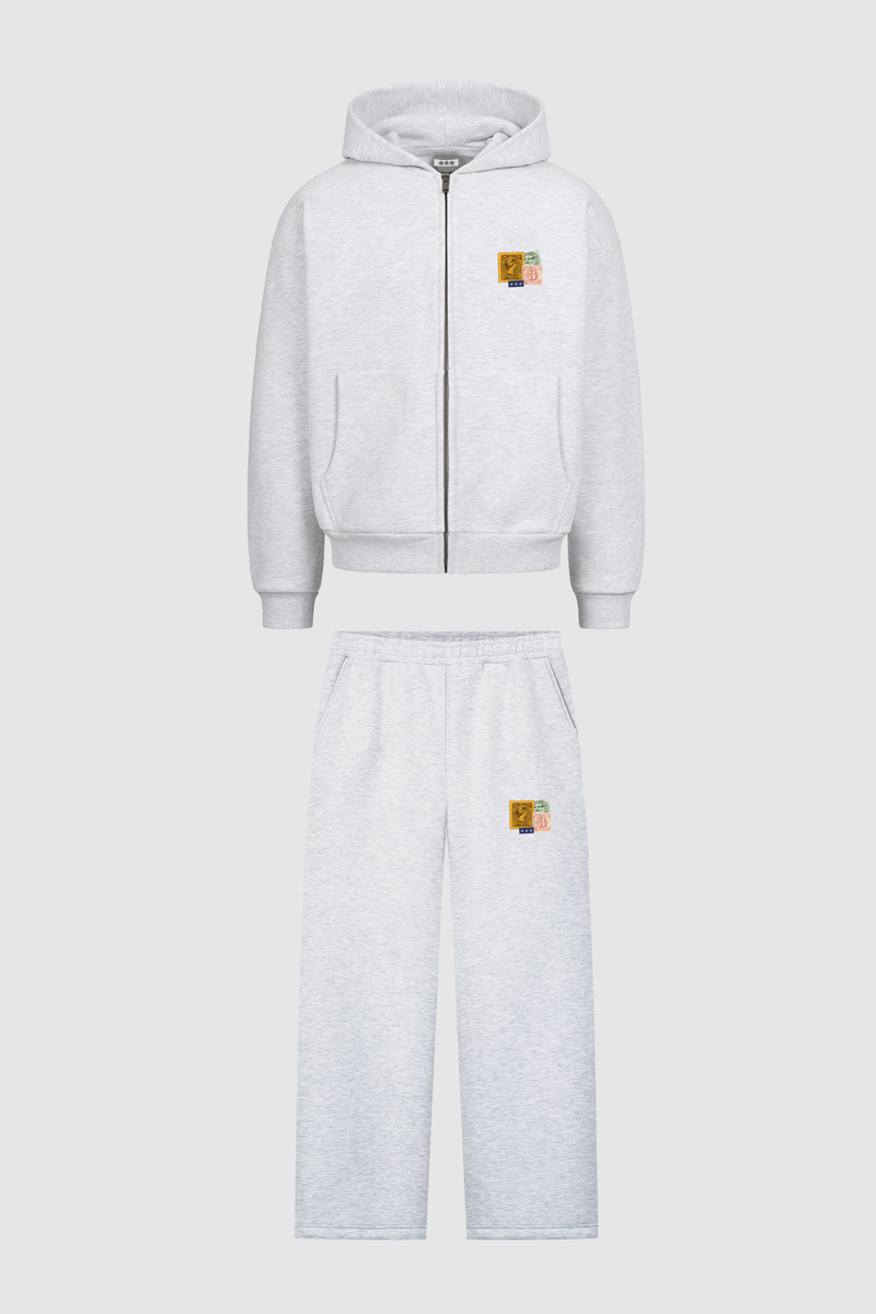 Postcard Zipper Heather Grey